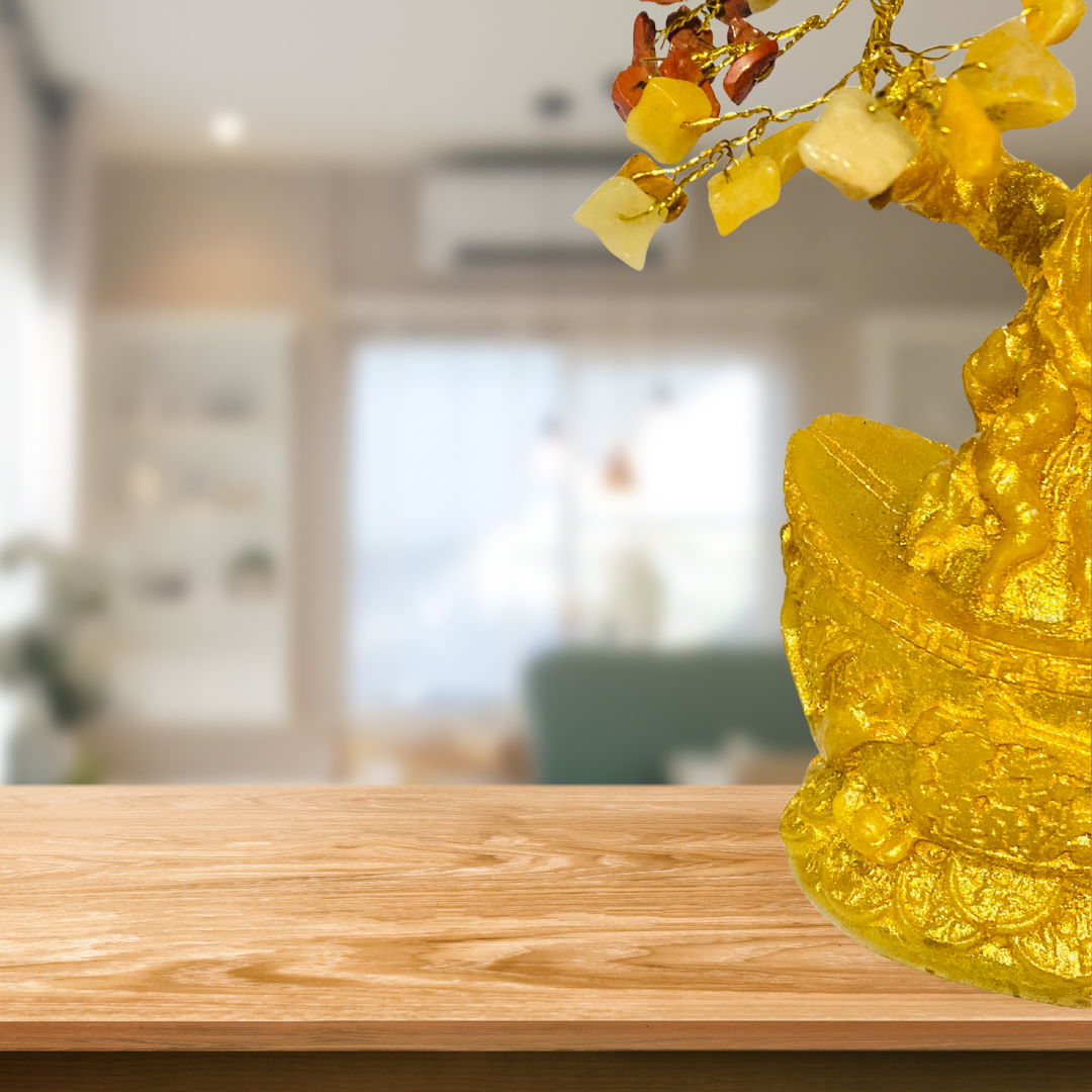 Seven Chakra Crystal Tree with Golden Base