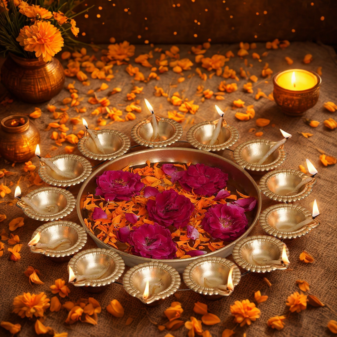 Elegant Urli Set of 3 – Rose, Lotus & Diya Designs for Diwali Décor