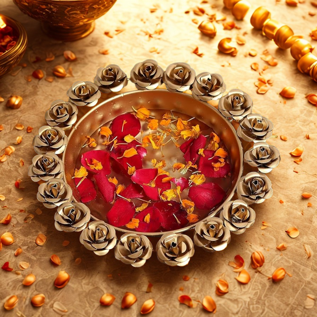 Elegant Urli Set of 3 – Rose, Lotus & Diya Designs for Diwali Décor